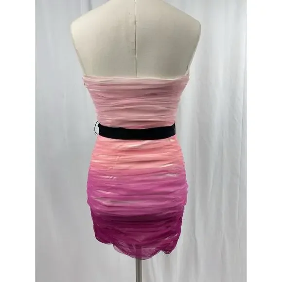 Pearl Georgina Chapman Dress Size 6 Strapless Pink Ruched Cocktail Formal Y2K - Picture 5 of 10
